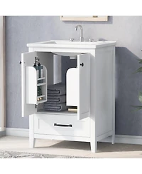 Casainc 24" Bathroom Vanity with Sink, Cabinet with One Drawer and Doors, Solid Wood and Mdf