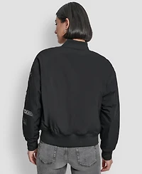 Dkny Women's Pins and Patches Long Sleeve Bomber Jacket