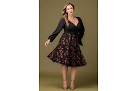 Kiyonna Plus Chelsea Embroidered Midi Cocktail Dress