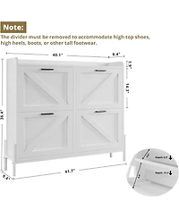 Ironck Shoe Storage Cabinet with 4 Flip Drawers, White
