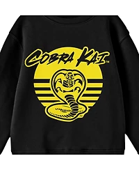 Cobra Kai Boys Yellow Circle Logo Crew Neck Long Sleeve Youth Black Sweatshirt-xl