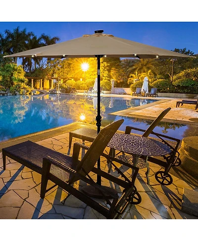 Costway 9FT Patio Solar Umbrella Led Market Steel Tilt W/ Crank Outdoor