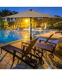 Costway 9FT Patio Solar Umbrella Led Market Steel Tilt W/ Crank Outdoor