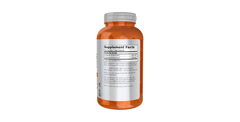 Now Foods Arginine Citrulline ,500 mg ,240 Veg Caps