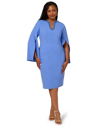Adrianna Papell Plus Beaded Split-Sleeve Dress