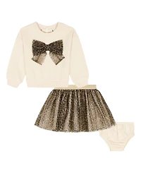 Kids Headquarters Toddler and Little Girls 3-Piece Printed Skirt, Top Bloomer Set