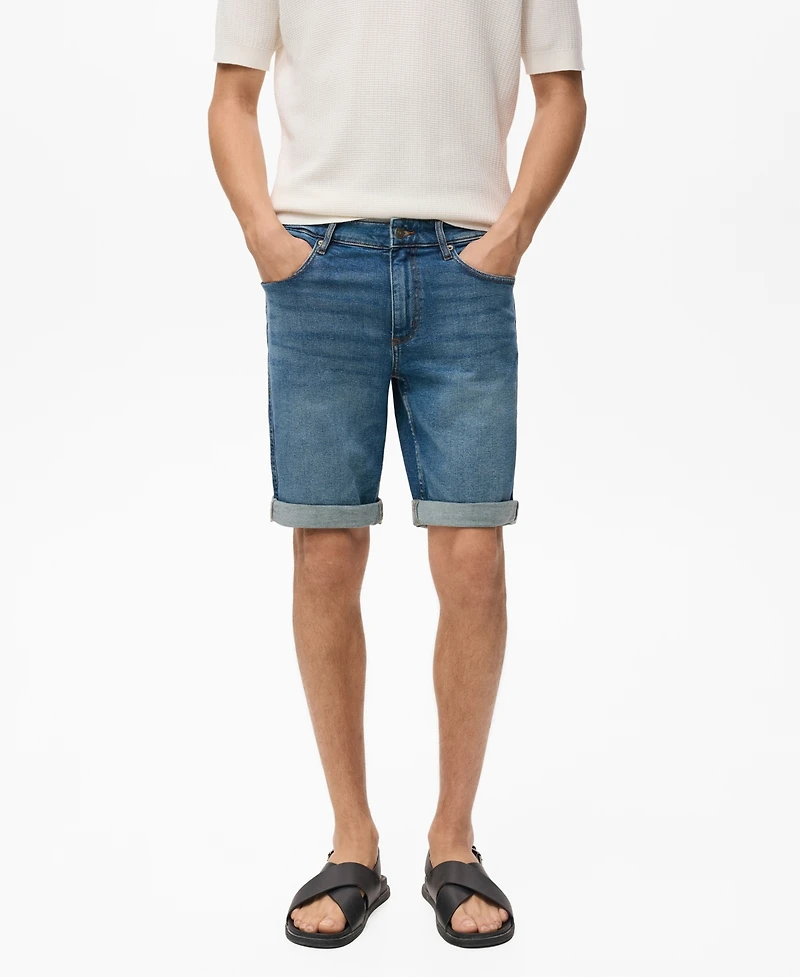 Mango Men's Slim-Fit Denim Bermuda Shorts