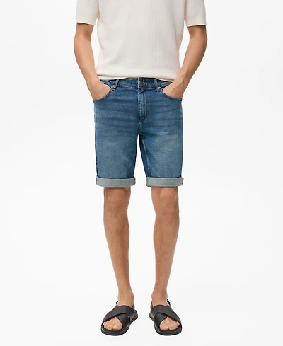 Mango Men's Slim-Fit Denim Bermuda Shorts