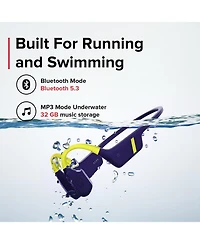Suunto Aqua Open-Ear Swimming Bone Conduction Headphone, 32GB MP3 Bluetooth Running Player, Head Movement Control, Noise Cancelled Dual-Mic, IP68 Wate