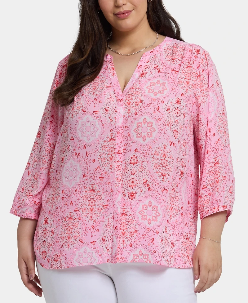 Nydj Plus Pintuck V-neck Top