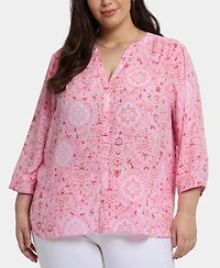 Nydj Plus Pintuck V-neck Top