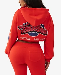 True Religion Women's Crystal Patched Zip Hoodie