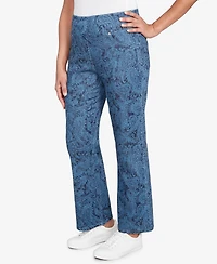 Ruby Rd. Petite Paisley Stretch Denim Pull On Ankle Jeans