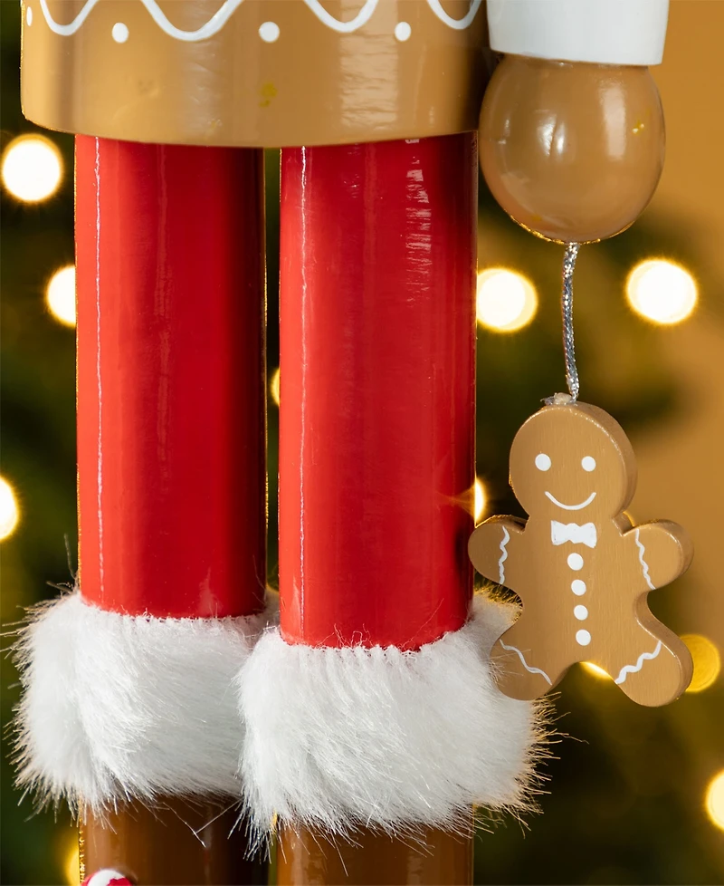 Glitzhome 24" Wooden Christmas Gingerbread Man Nutcracker