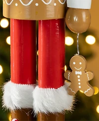 Glitzhome 24" Wooden Christmas Gingerbread Man Nutcracker