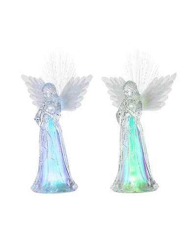 Glitzhome Christmas Lighted Color Changing Tabletop Angel Figurines, Set of 2
