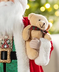 Glitzhome 18" Faux Fur Christmas Traditional Santa Figurine