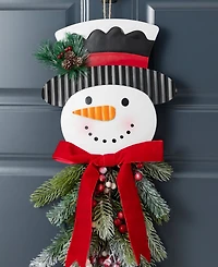 Glitzhome 25" Greenery Snowman Door Hanger