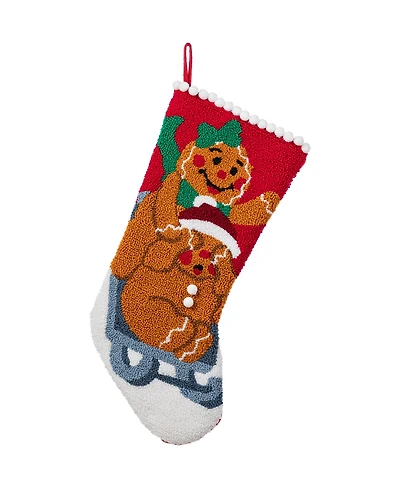 Glitzhome 21" Hooked Gingerbread Man Christmas Stocking