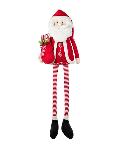 Glitzhome 60" Christmas Oversized Fabric Santa with Dangle Legs