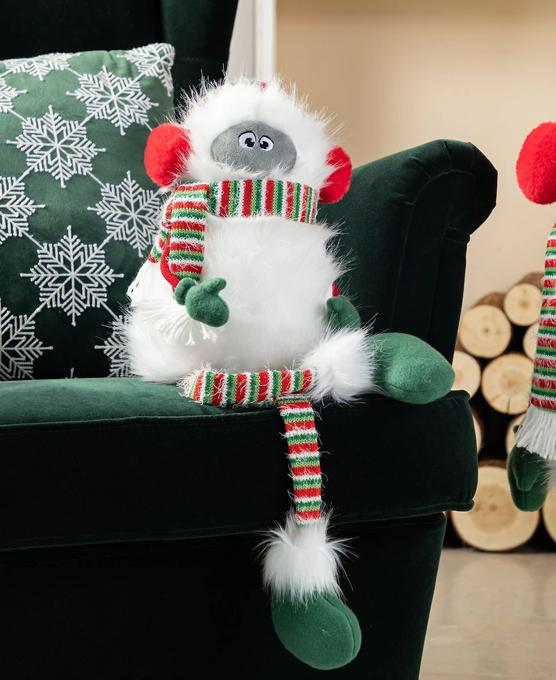 Glitzhome 21" Christmas Fabric Yeti Shelf Sitter