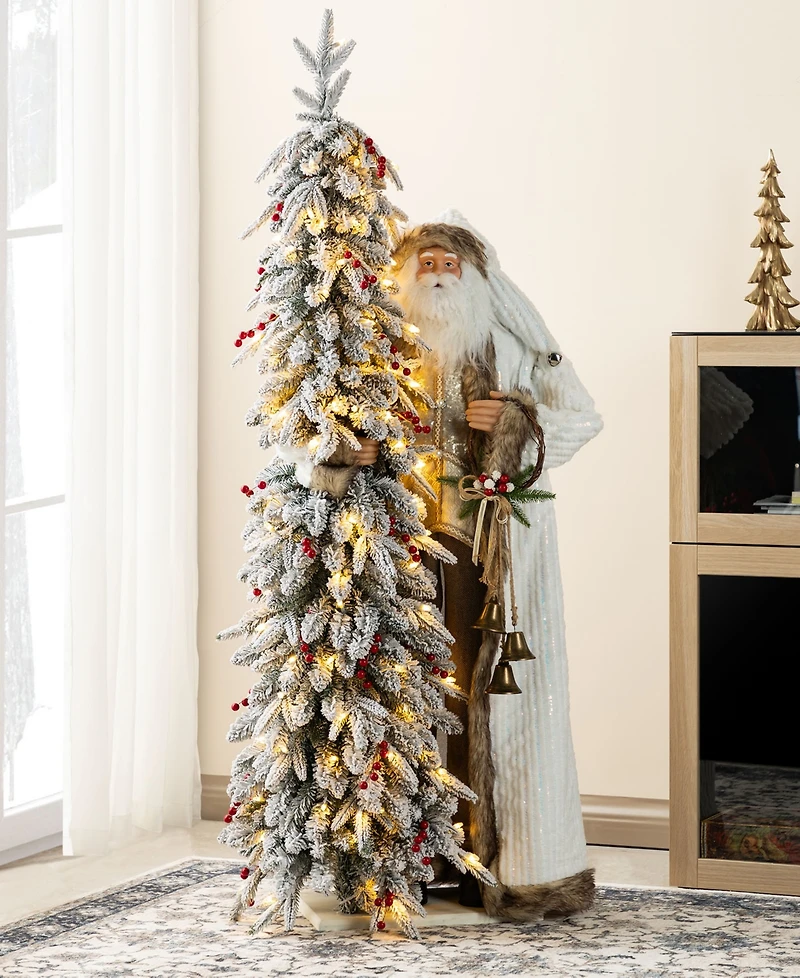 Glitzhome 4" Oversized Christmas Woodland Santa