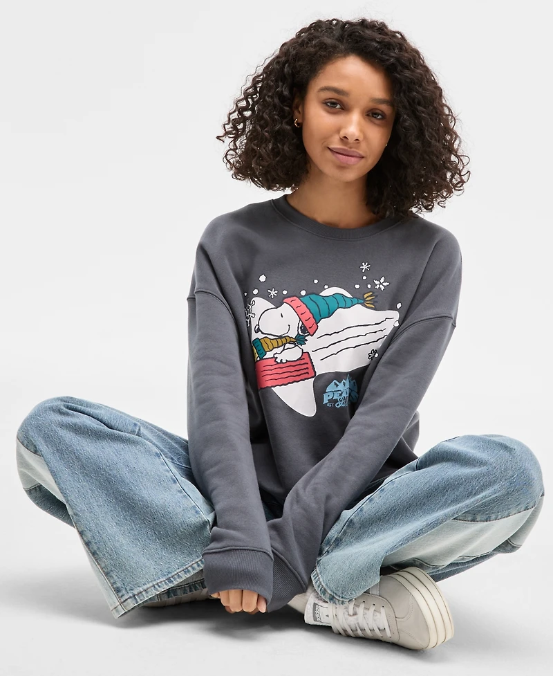 Grayson Threads, The Label Juniors' Snoopy Sledding Fleece Sweatshirt