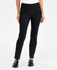 Jm Collection Women's Rhinestone Pearl Embellished Pull-On Cambridge Pants, Macy's Exclusive