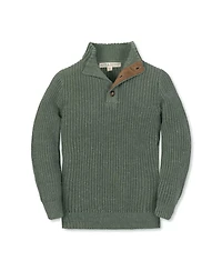 Hope & Henry Little and Big Boys' Organic Mock Neck Cardigan Stitch Sweater