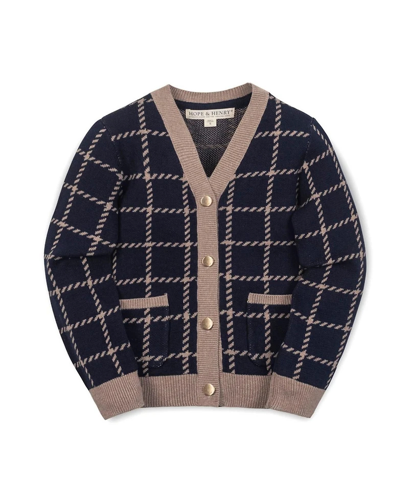 Hope & Henry Little and Big Girls' Organic Long Sleeve Boyfriend Cardigan Sweater