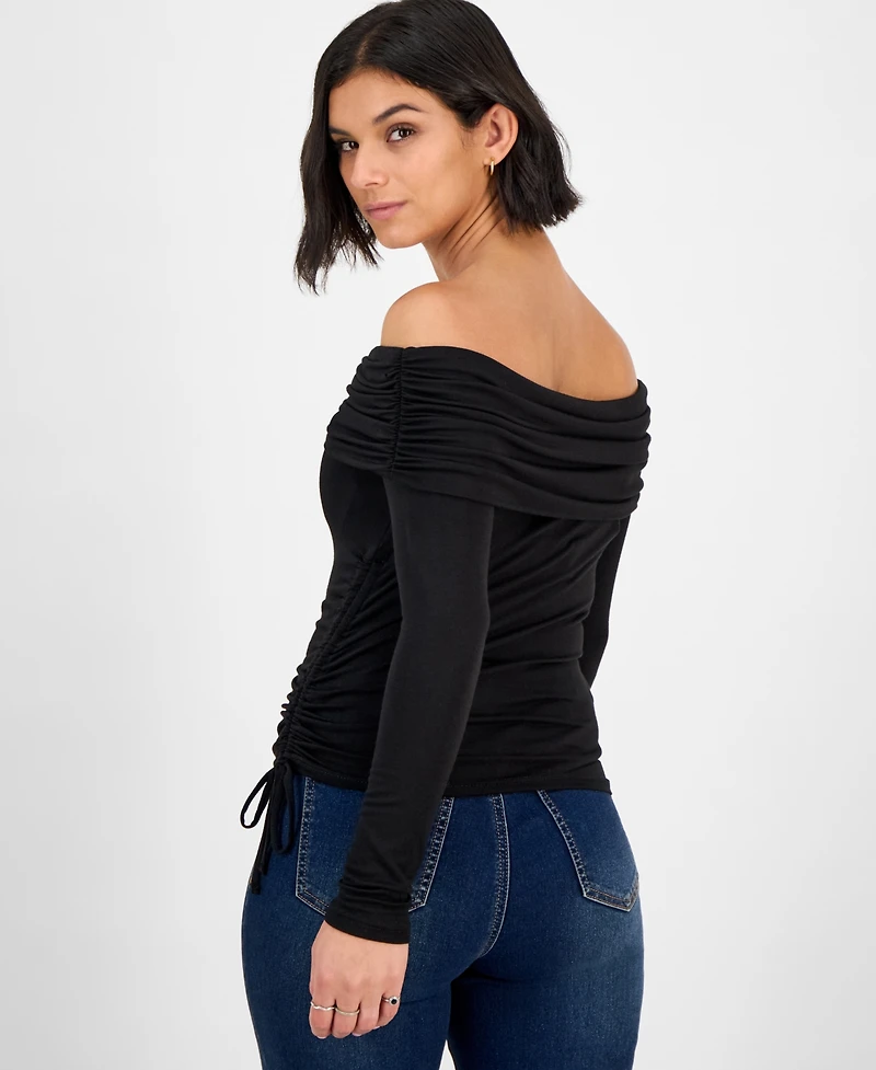 Ultra Flirt Juniors' Off-The-Shoulder Ruched Top