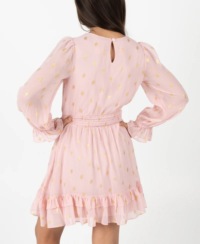 Rare Editions Big Girls Foil Dot Chiffon Dress