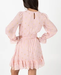 Rare Editions Big Girls Foil Dot Chiffon Dress