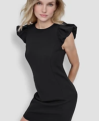 Dkny Women's Bubble Sleeve Sheath Scuba Crepe Dress