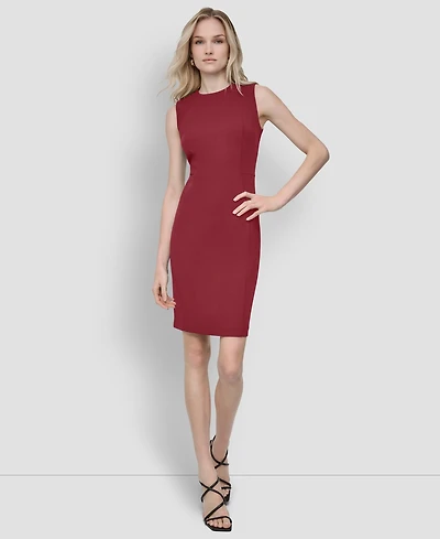 Dkny Women's Sleeveless Jewel Neck Scuba Crepe Dress