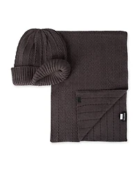Kenneth Cole Reaction Men's 2-Piece Herringbone Knit Beanie and Scarf Box Set