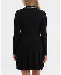Ellen Tracy Women's Embellished Collar Knit Dress
