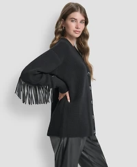 Dkny Women's Fringe Long Sleeve Cardigan Sweater