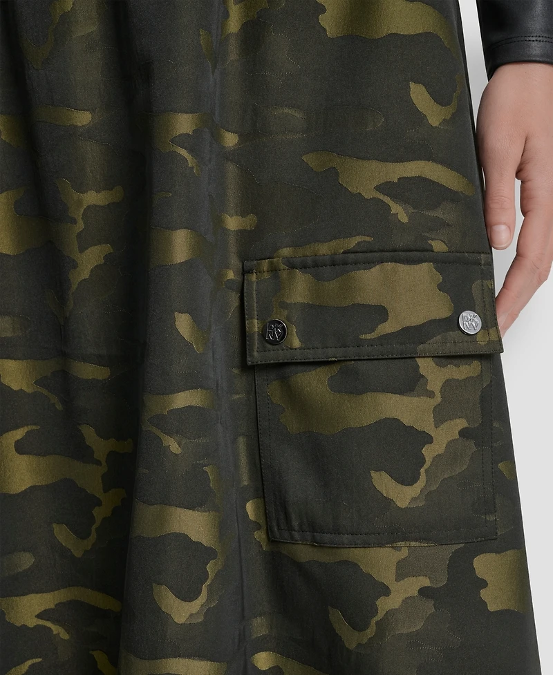Dkny Women's Camo Print Jacquard Bubble Midi Skirt