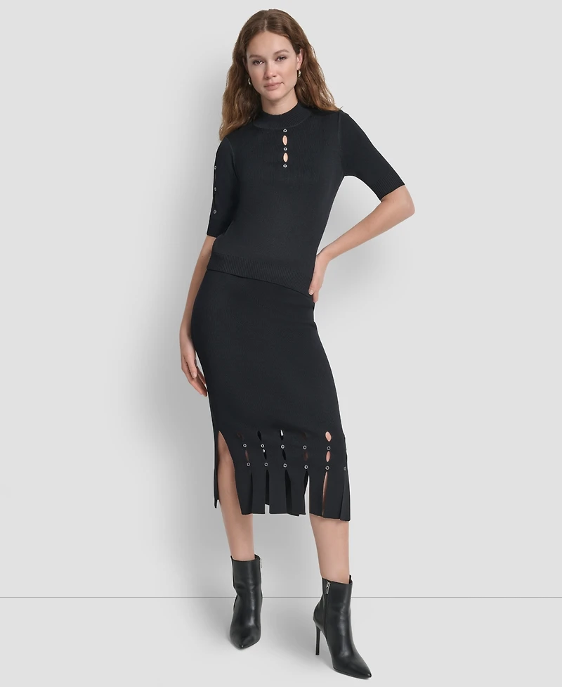 Dkny Women's Grommet Mock Neck Sweater