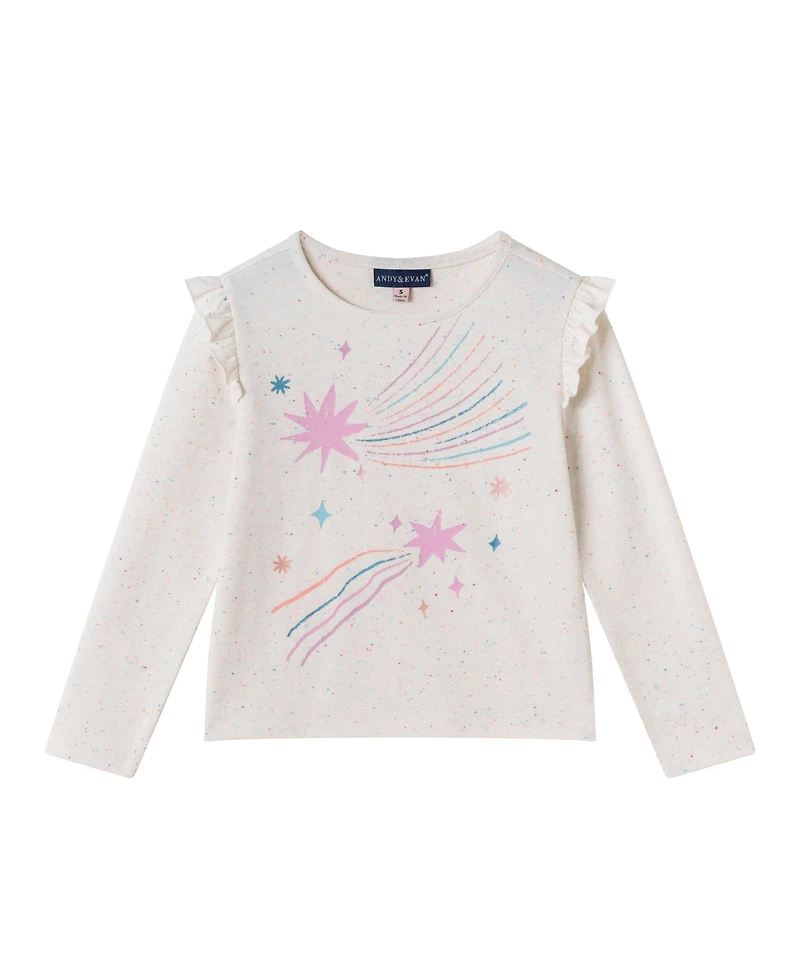 Andy & Evan Toddler/Child Girls Shooting Stars Ruffle Sleeve Tee