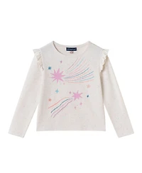Andy & Evan Toddler/Child Girls Shooting Stars Ruffle Sleeve Tee