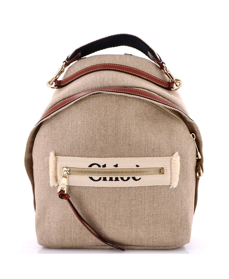 Pre-Owned Chloe Woody Backpack Linen with Leather
