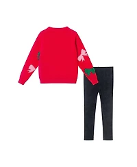 Andy & Evan Toddler/Child Girls Bow Icon Sweater and Flare Legging Set