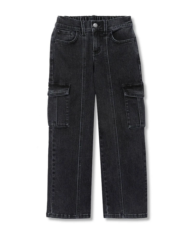 Lands' End Girls Denim Cargo Wide Leg Jeans