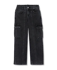 Lands' End Girls Denim Cargo Wide Leg Jeans