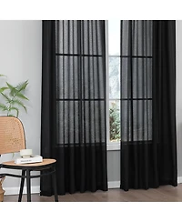 Awesome Home Faux Linen Texture Light Filtering Back Tab Curtains, Semi Sheer Farmhouse Window Curtains (2 Panels), 52"x84"