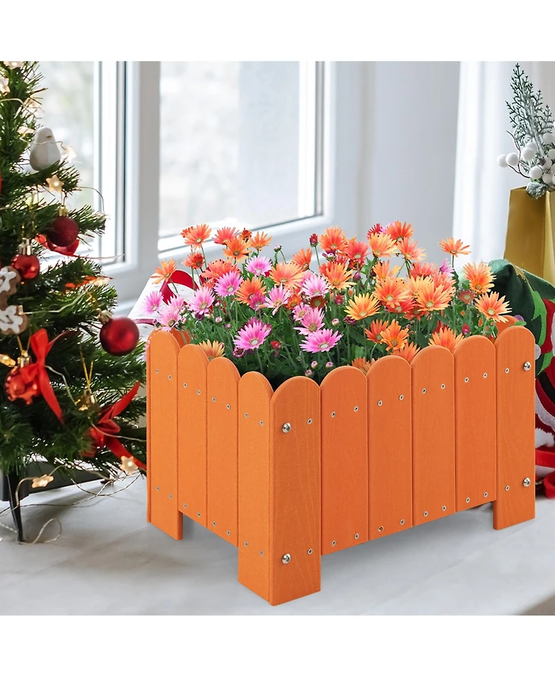 Gymax 2 Pack Rectangular Planter Box Weather-resistant Hdpe Flower Pot w/ Drainage Gaps