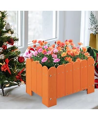 Gymax 2 Pack Rectangular Planter Box Weather-resistant Hdpe Flower Pot w/ Drainage Gaps