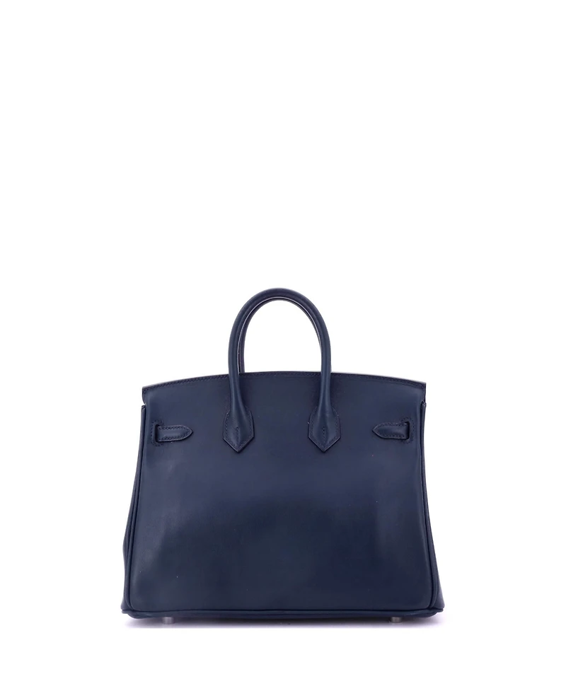 Pre-Owned Hermes Birkin 25 Handbag Blue Swift with Palladium Hardware